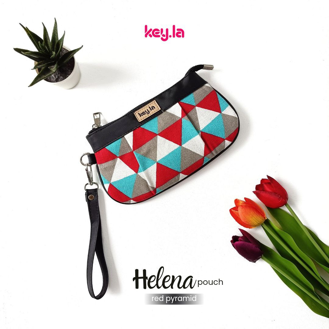 KEY.LA HELENA POUCH WANITA KANVAS MOTIF DOMPET WANITA TERBARU BAHAN MOTIF